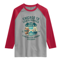 Route Highway 66 Chicago Santa Monica Vintage America Road Trip Raglan Shirt