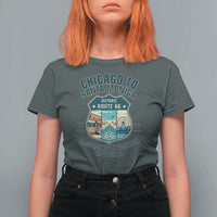 Route Highway 66 Chicago Santa Monica Vintage America Road Trip T Shirt For Women