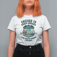Route Highway 66 Chicago Santa Monica Vintage America Road Trip T Shirt For Women