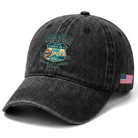 Route Highway 66 Chicago Santa Monica Vintage America Road Trip Washed Cotton Baseball Cap