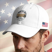 Route Highway 66 Map Chicago to Santa Monica Baseball Cap Vintage America Road Trip Americana