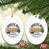 Route Highway 66 Map Chicago to Santa Monica Ceramic Ornament Vintage America Road Trip Americana