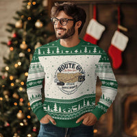 Route Highway 66 Map Chicago to Santa Monica Ugly Christmas Sweater Vintage America Road Trip Americana