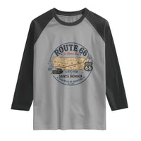 Route Highway 66 Map Chicago to Santa Monica Raglan Shirt Vintage America Road Trip Americana