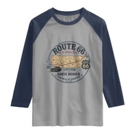 Route Highway 66 Map Chicago to Santa Monica Raglan Shirt Vintage America Road Trip Americana