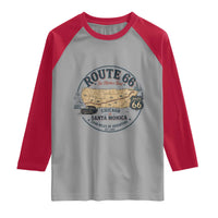 Route Highway 66 Map Chicago to Santa Monica Raglan Shirt Vintage America Road Trip Americana