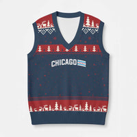 Sweet Chicago Flag Red Six Pointed Stars V-Neck Knit Sweater Vest