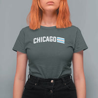 Sweet Chicago Flag Red Six Pointed Stars T Shirt For Women
