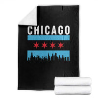 Vintage Chicago City Skyline Flag Throw Blanket