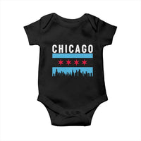 Vintage Chicago City Skyline Flag Baby Onesie