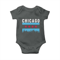 Vintage Chicago City Skyline Flag Baby Onesie