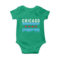 Vintage Chicago City Skyline Flag Baby Onesie