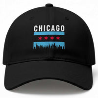 Vintage Chicago City Skyline Flag Baseball Cap