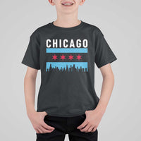 Vintage Chicago City Skyline Flag T Shirt For Kid