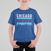 Vintage Chicago City Skyline Flag T Shirt For Kid