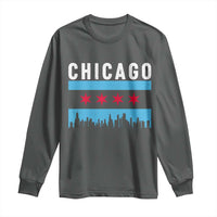 Vintage Chicago City Skyline Flag Long Sleeve Shirt