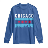 Vintage Chicago City Skyline Flag Long Sleeve Shirt