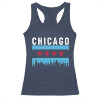 Vintage Chicago City Skyline Flag Racerback Tank Top