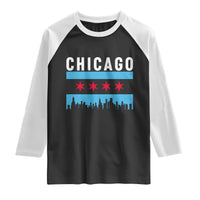 Vintage Chicago City Skyline Flag Raglan Shirt