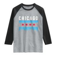 Vintage Chicago City Skyline Flag Raglan Shirt