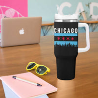 Vintage Chicago City Skyline Flag Tumbler With Handle