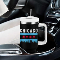 Vintage Chicago City Skyline Flag Tumbler With Handle