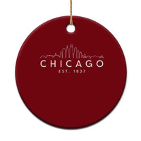 Chicago Downtown Skyline Minimalist Illinois Souvenir Ceramic Ornament