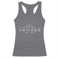 Chicago Downtown Skyline Minimalist Illinois Souvenir Racerback Tank Top