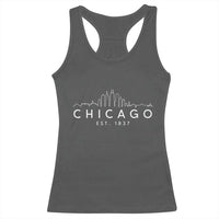 Chicago Downtown Skyline Minimalist Illinois Souvenir Racerback Tank Top