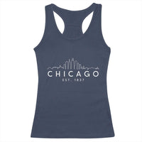 Chicago Downtown Skyline Minimalist Illinois Souvenir Racerback Tank Top