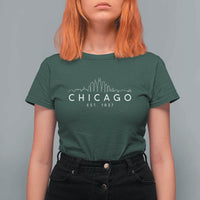 Chicago Downtown Skyline Minimalist Illinois Souvenir T Shirt For Women