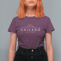 Chicago Downtown Skyline Minimalist Illinois Souvenir T Shirt For Women