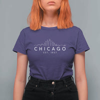 Chicago Downtown Skyline Minimalist Illinois Souvenir T Shirt For Women