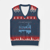 Chicago City Skyline Night Lights V-Neck Knit Sweater Vest