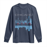 Chicago City Skyline Night Lights Long Sleeve Shirt
