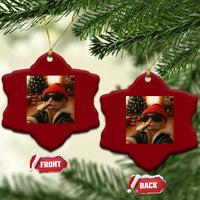 Funny Gangster Cats Xmas Ceramic Ornament Smoking Kitten Meme - Wonder Print Shop