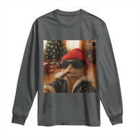 Funny Gangster Cats Christmas Long Sleeve Shirt Smoking Kitten Meme - Wonder Print Shop