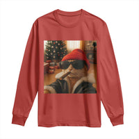 Funny Gangster Cats Christmas Long Sleeve Shirt Smoking Kitten Meme - Wonder Print Shop