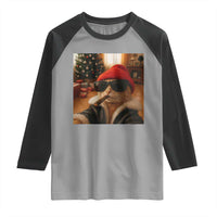 Funny Gangster Cats Christmas Raglan Shirt Smoking Kitten Meme - Wonder Print Shop