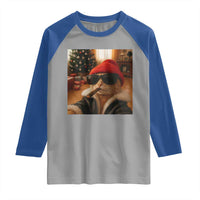 Funny Gangster Cats Christmas Raglan Shirt Smoking Kitten Meme - Wonder Print Shop