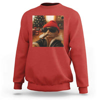 Funny Gangster Cats Christmas Sweatshirt Smoking Kitten Meme - Wonder Print Shop