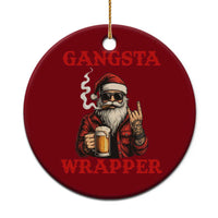 Funny Santa Drinking Beer Chirstmas Ceramic Ornament Gangster Rock On Hand Xmas - Wonder Print Shop