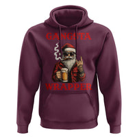 Funny Santa Drinking Beer Christmas Hoodie Gangster Rock On Hand Xmas - Wonder Print Shop