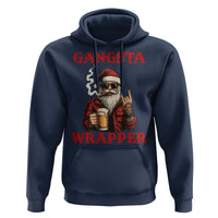 Funny Santa Drinking Beer Christmas Hoodie Gangster Rock On Hand Xmas - Wonder Print Shop