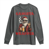 Funny Santa Drinking Beer Christmas Long Sleeve Shirt Gangster Rock On Hand Xmas - Wonder Print Shop