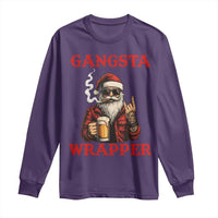 Funny Santa Drinking Beer Christmas Long Sleeve Shirt Gangster Rock On Hand Xmas - Wonder Print Shop