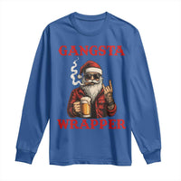 Funny Santa Drinking Beer Christmas Long Sleeve Shirt Gangster Rock On Hand Xmas - Wonder Print Shop