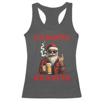Funny Santa Drinking Beer Christmas Racerback Tank Top Gangster Rock On Hand Xmas - Wonder Print Shop