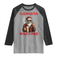 Funny Santa Drinking Beer Christmas Raglan Shirt Gangster Rock On Hand Xmas - Wonder Print Shop