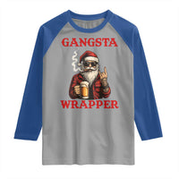 Funny Santa Drinking Beer Christmas Raglan Shirt Gangster Rock On Hand Xmas - Wonder Print Shop